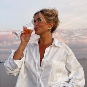 Djerf Avenue White Oversized Button-Up Shirt